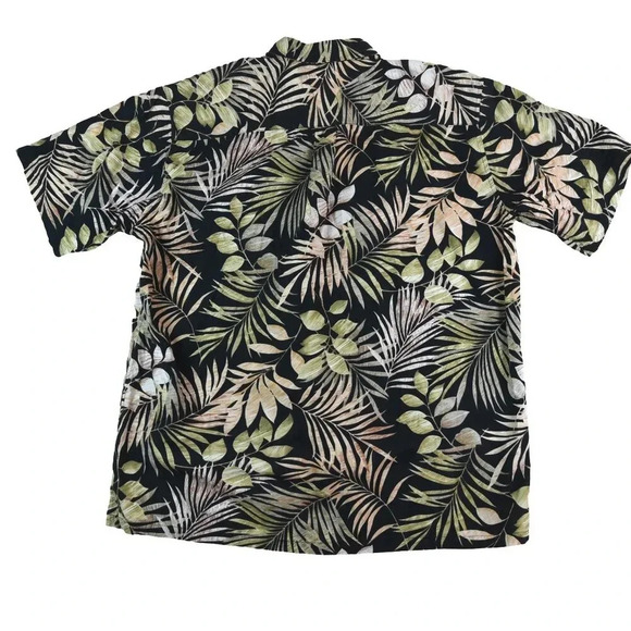 Cooke Street || Men's Button Down Hawaiian Palms Flower Shirt Black Green XL - Picture 2 of 7